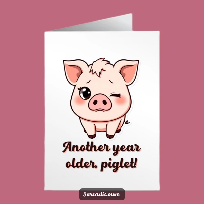 Free Printable Pig Mom Birthday Card: Eye Roll Funny Downloadable Gift
