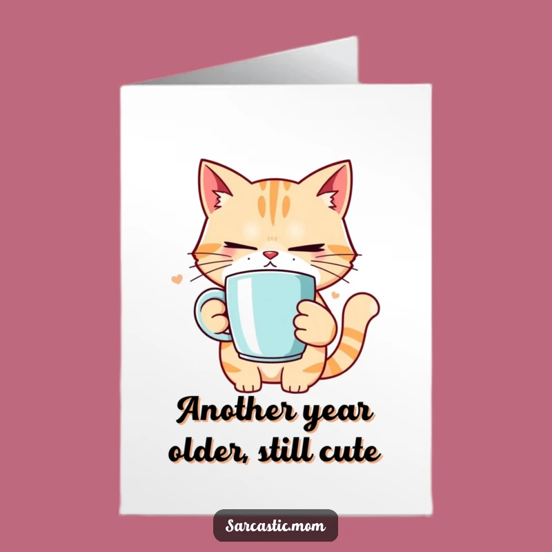 Free Printable Cat Mom Card: Eye Roll Birthday Greeting, Funny Coffee Lover Downloadable Gift