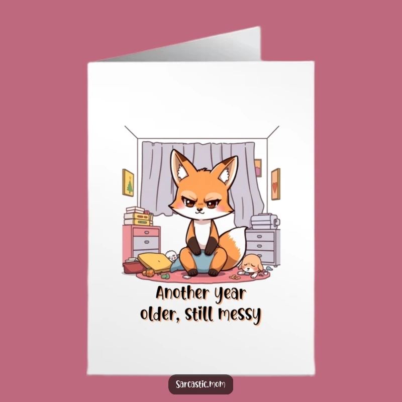 Free Printable Sarcastic Fox Birthday Card: Funny Mom Eye-Roll Downloadable for Parents