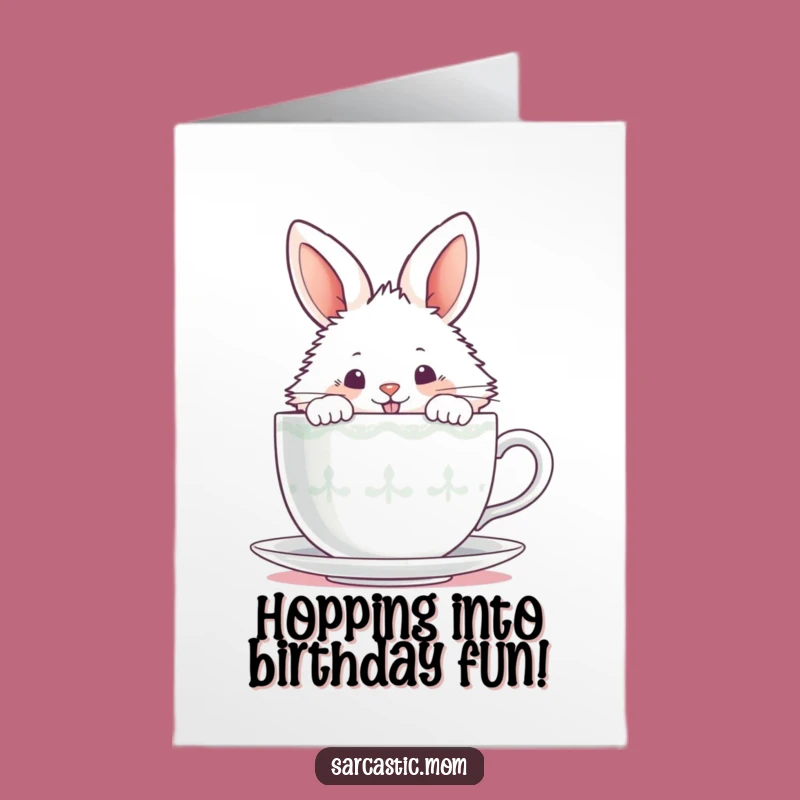 Funny Free Printable Birthday Card - Mischievous Bunny Tea Time, DIY Gift