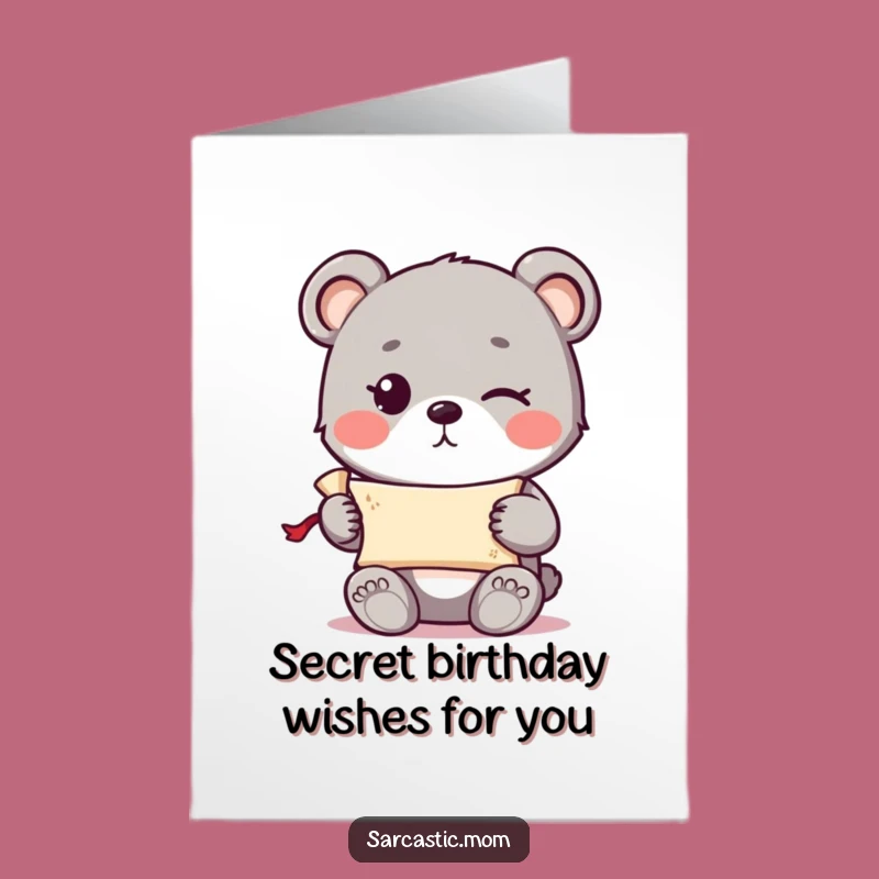 Funny Free Printable Birthday Card - Winking Bear Secret Message, DIY Gift