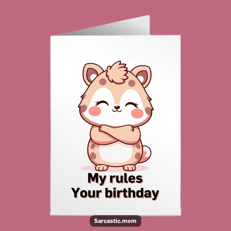 Free Printable Birthday Card: Kawaii Mom Arms Crossed, Funny Smirk Gift