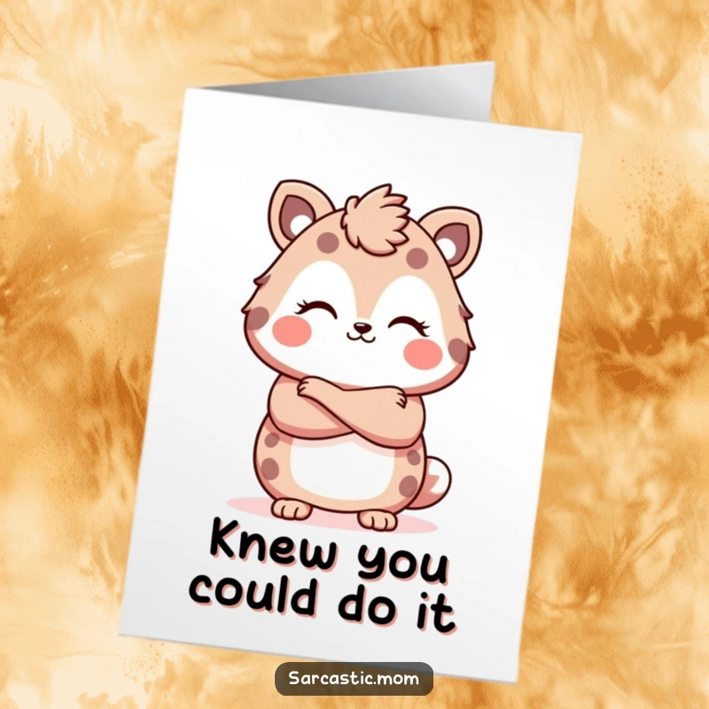 Funny Free Printable Congratulations Card: Kawaii mom crossing arms, smirking, clearly impressed but unimpressed.