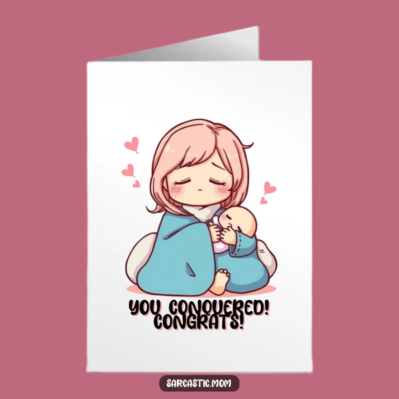 Printable Congrats Card: Sarcastic Mom Fake Sleep, Baby Duty Humor, Free Downloadable Greeting