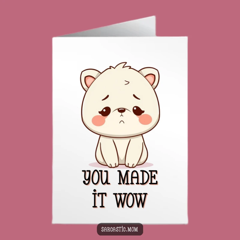 Printable Congratulations Card: Kawaii Mom Animal's Weary Yet Happy Smile
