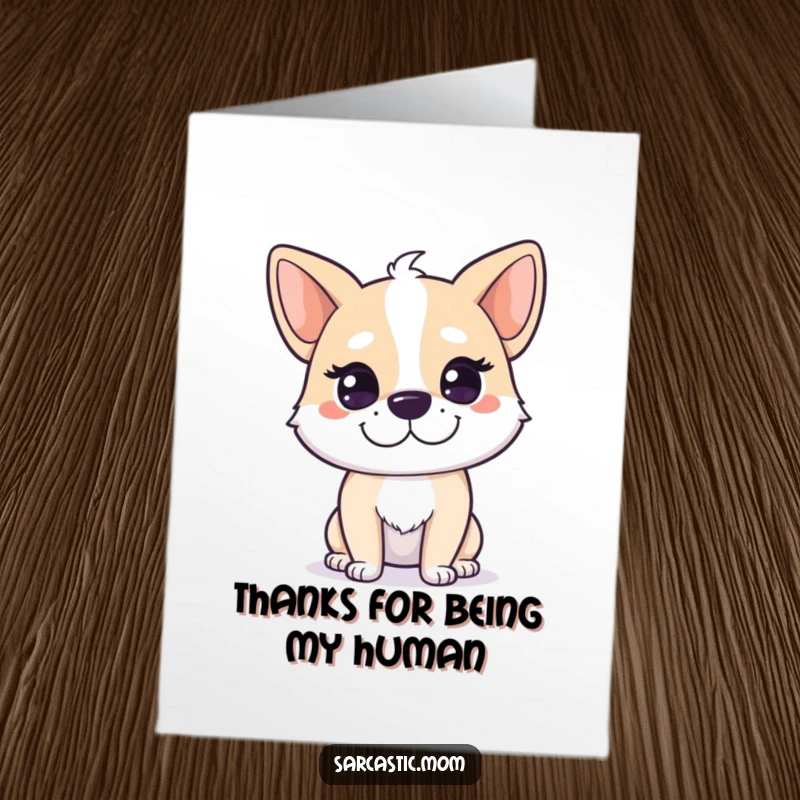 Free Printable Thank You Card: Dog mom with a knowing smirk, perfect for a funny and sly thank you.