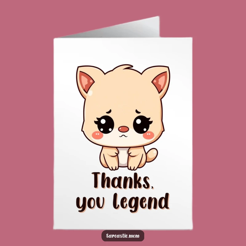 Free Printable Thank You Card: Unimpressed Kawaii Mom's Wink, Humorous Downloadable Gift