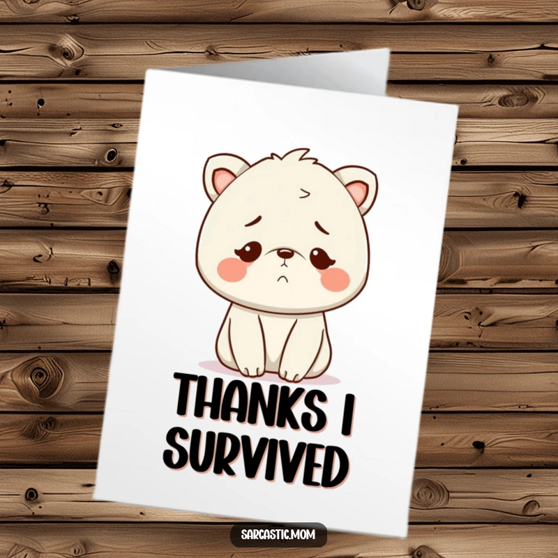 Free Printable Thank You Card: Kawaii Mom animal offers a gentle, knowing smile, full of understanding.