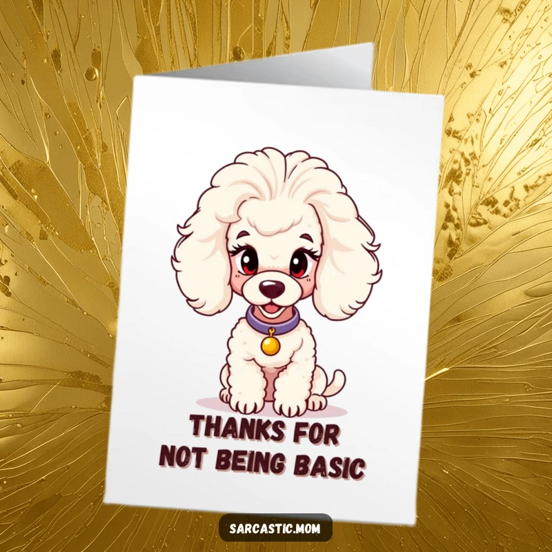 Funny Free Printable Poodle Mom Thank You Card, impeccably dressed and judging, a downloadable gift of gratitude.