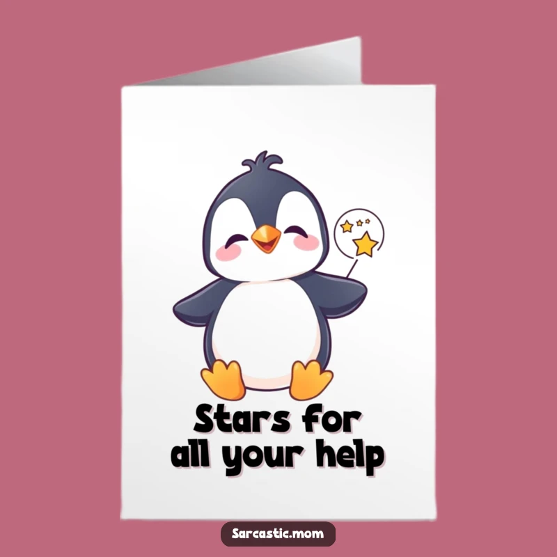 Sparkling Penguin Thank You Card: Free Printable Stars - Whimsical Downloadable Gift