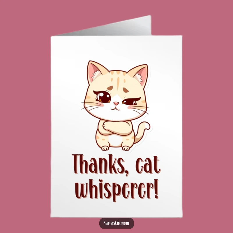 Free Printable Unimpressed Cat Mom Thank You Card: Funny Mom Humor Downloadable