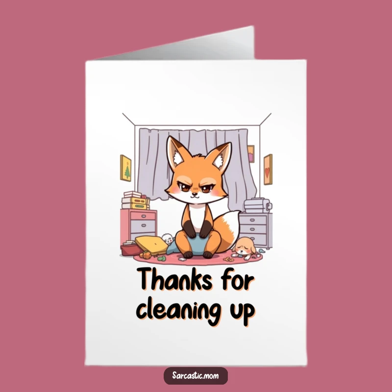 Free Printable Fox Thank You Card: Funny Mom Eye-Roll Gratitude Downloadable