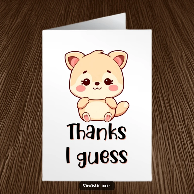Free Printable Thank You Card: Sarcastic Kawaii Mom animal offers a thinly veiled compliment.