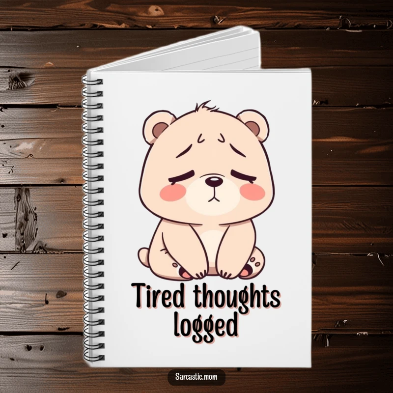 Funny Bear Mom Notebook featuring a tired bear mom, perfect for jotting down notes or to-do lists.