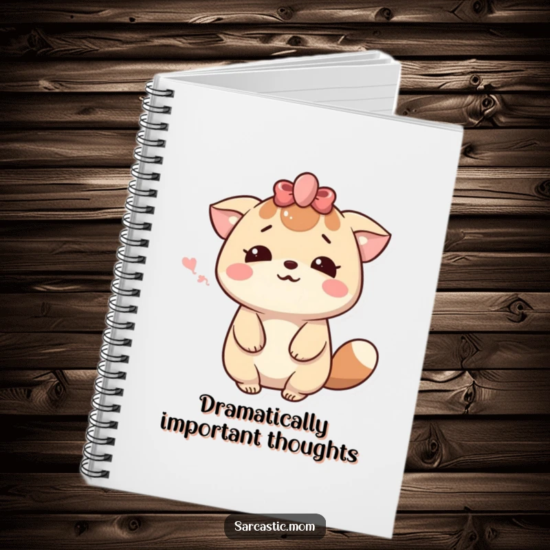 Funny Kawaii Mom Sigh Notebook: A cute mother animal character sighing dramatically with a smile. Great for journaling.