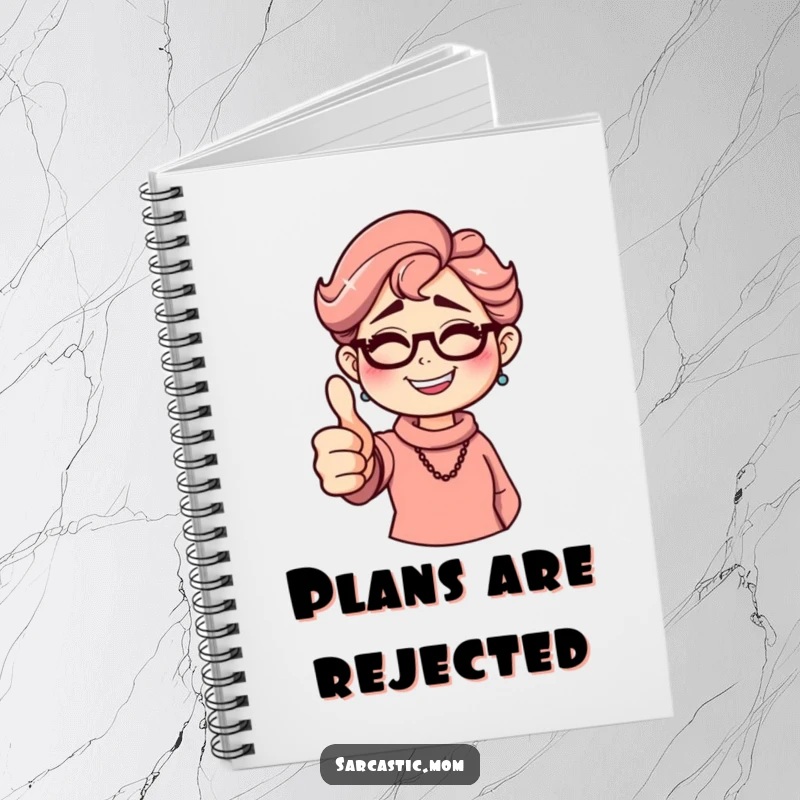 Funny sarcastic mom notebook, giving a thumbs down with a grin. Humorous stationery.