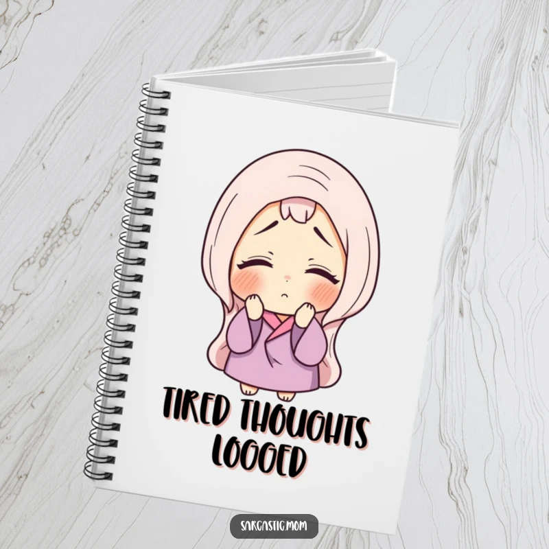 Funny notebook with a mother figure sighing and rolling her eyes, for jotting down thoughts with humorous maternal resilience.