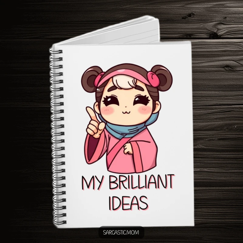 Funny notebook with a mother figure offering unsolicited advice with a pointed finger, for jotting down thoughts with humorous maternal direction.