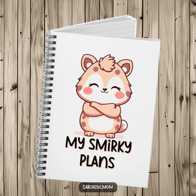 Funny Kawaii mother animal notebook, with arms crossed and a smirk, ideal for planning with humor, a superb funny gift.