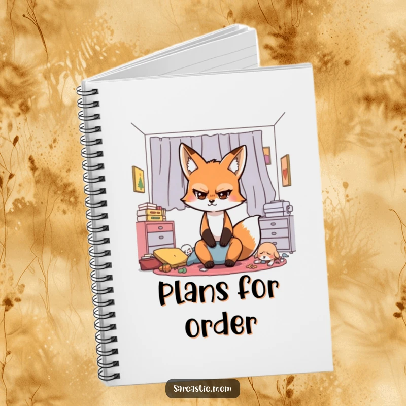 Funny Sarcastic Fox Mom Notebook, a fox mom's exaggerated eye-roll on the cover, ideal for jotting down thoughts and ideas.