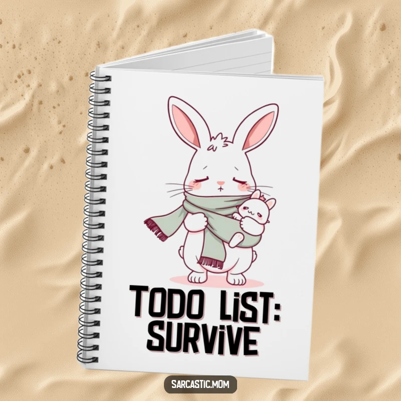 Funny bunny mom baby sling scarf notebook, perfect for notes and reminders, with a humorous parenting theme.