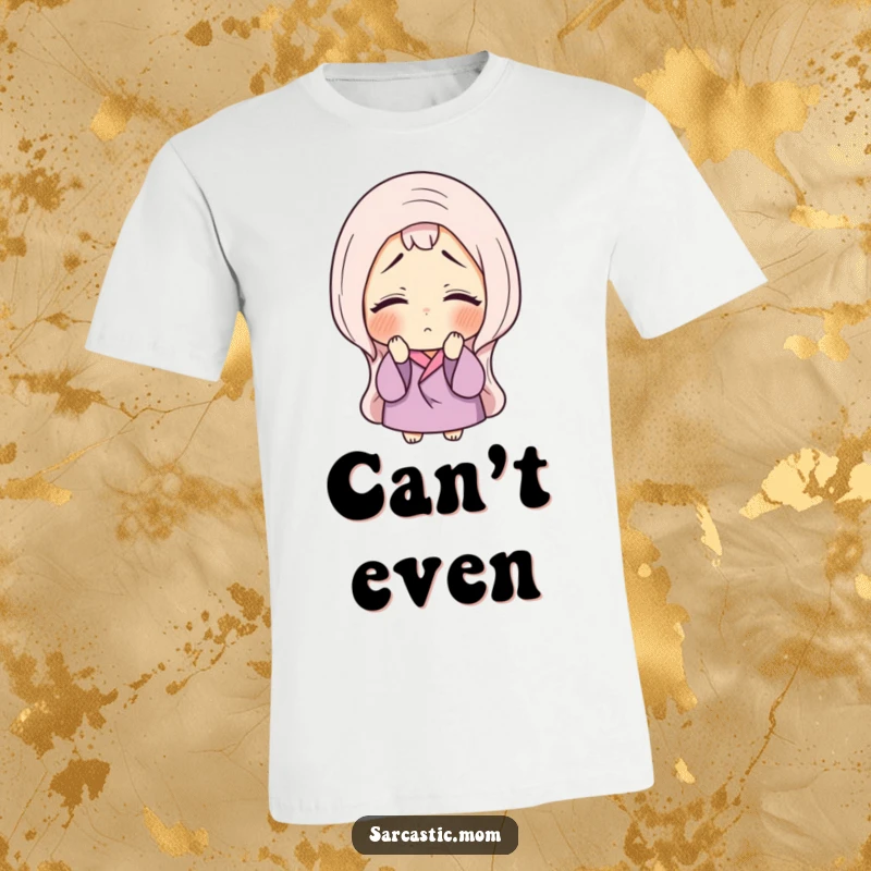 Funny t-shirt featuring a mother figure sighing and rolling her eyes, humorously conveying a mom's patient exasperation.