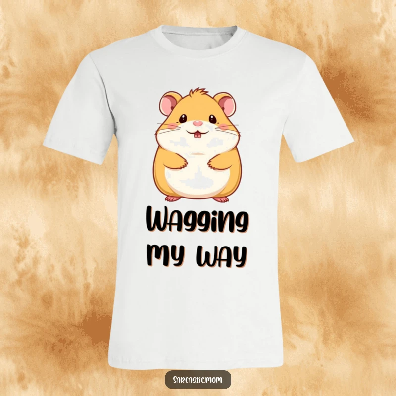 Funny hamster mom t-shirt with a cute hamster mother doing a tiny chin wag, ideal for a funny, sweet statement.
