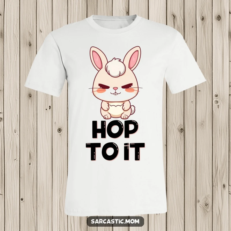 Funny Rabbit Mom T-Shirt showcasing a rabbit mom's stern yet loving gaze, perfect for conveying guidance.