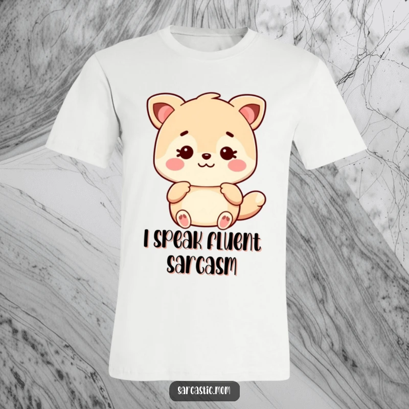 Funny Kawaii Mom animal t-shirt, delivering sarcastic wisdom with a cute, knowing expression, ideal for casual wear.