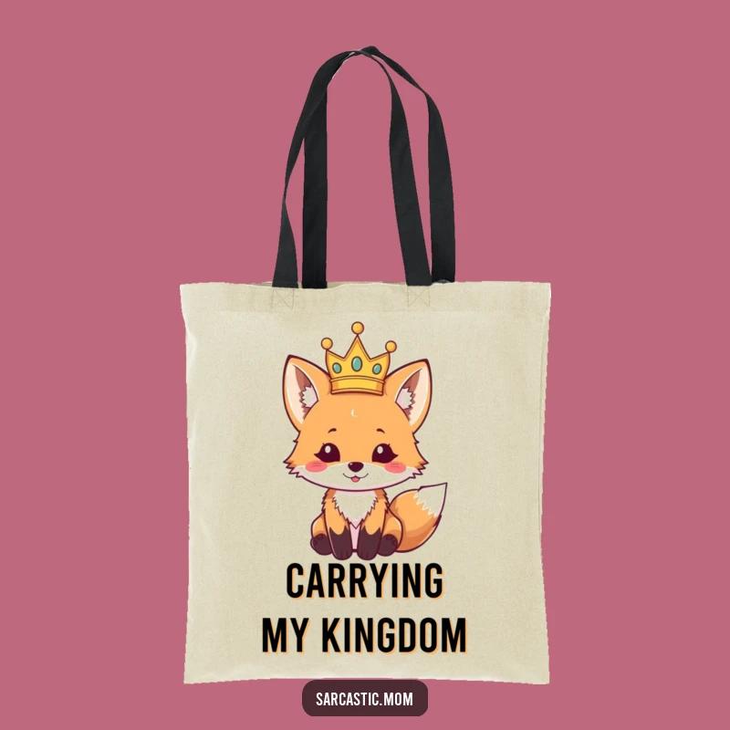 Funny Fox Cub Crown Tote Bag - Carry Your Royal Essentials