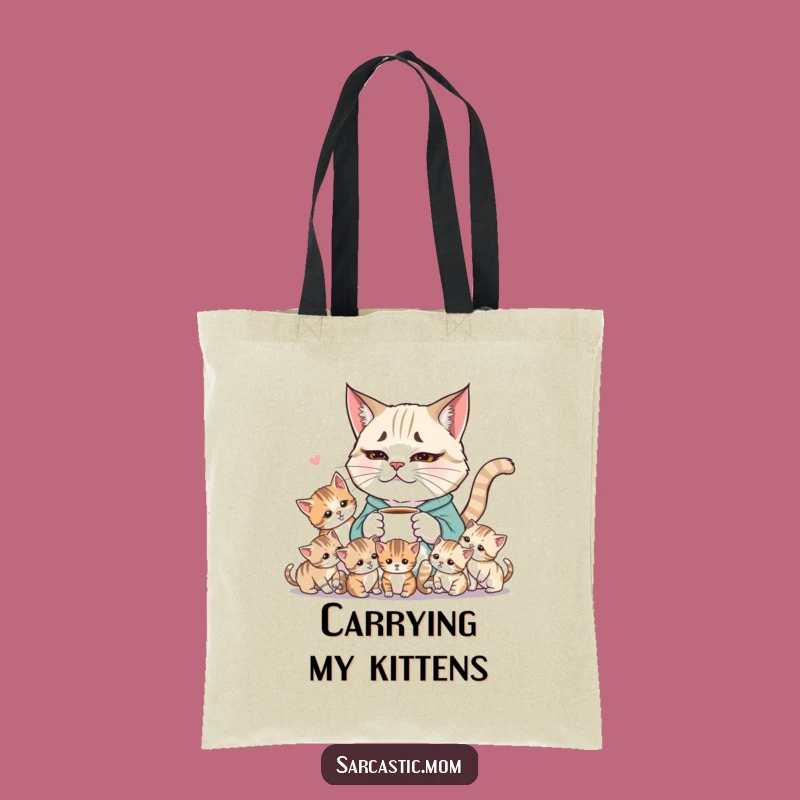Funny Weary Cat Mom Tote Bag: Carry Your Coffee and Chaos Everywhere
