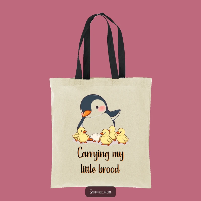 Funny Penguin Mom Tote Bag - Herding Ducklings Carry-All
