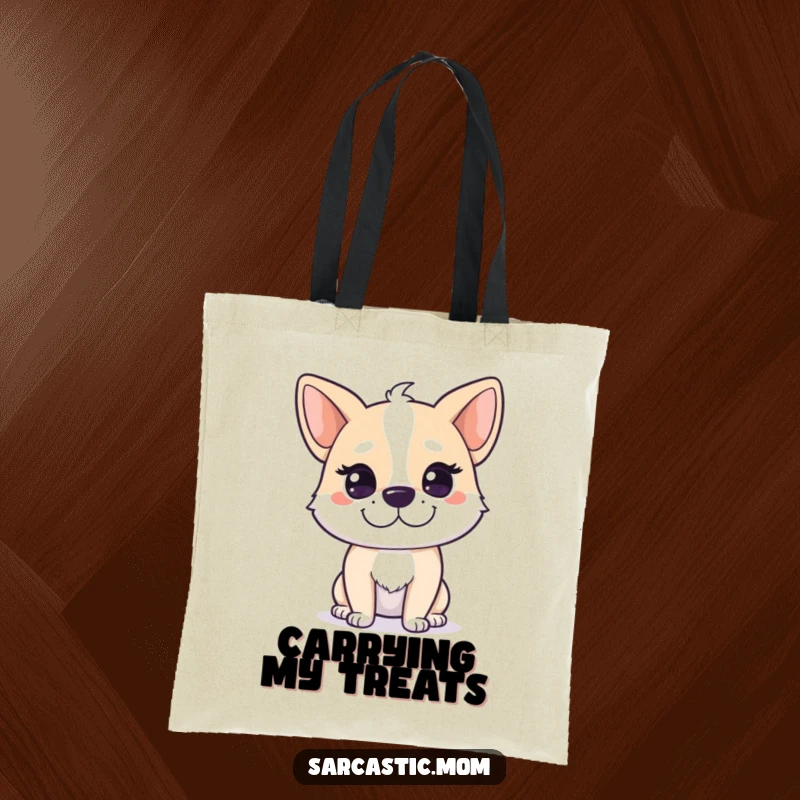 Funny Dog Mom Tote Bag with a dog mom character sporting a knowing smirk, symbolizing her understanding of dogs.
