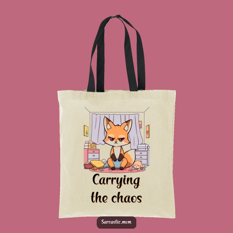 Functional Funny Sarcastic Fox Mom Tote Bag for Messy Adventures