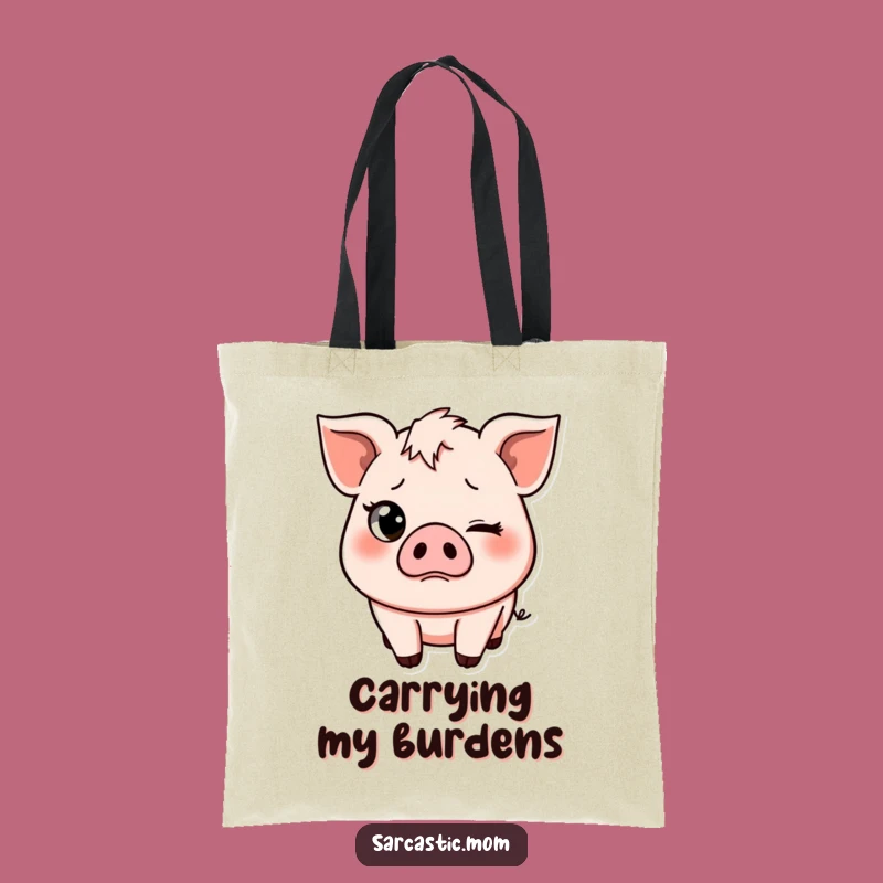 Funny Pig Mom Tote Bag: Eye-Rolling Accessory, Practical Humorous Mother Gift