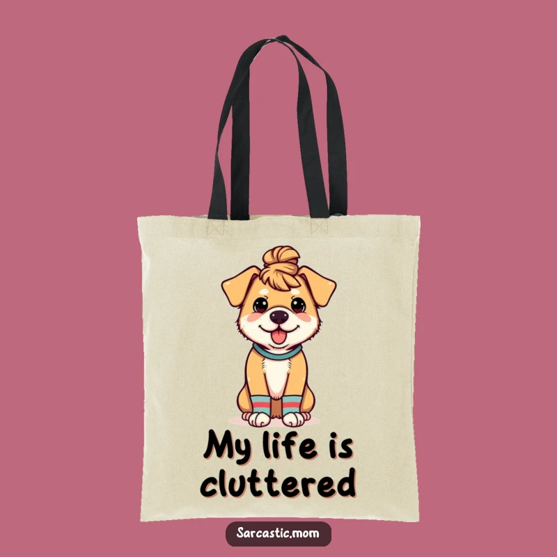 Funny Dog Mom Tote Bag - Messy Bun & Mismatched Socks Carry-All